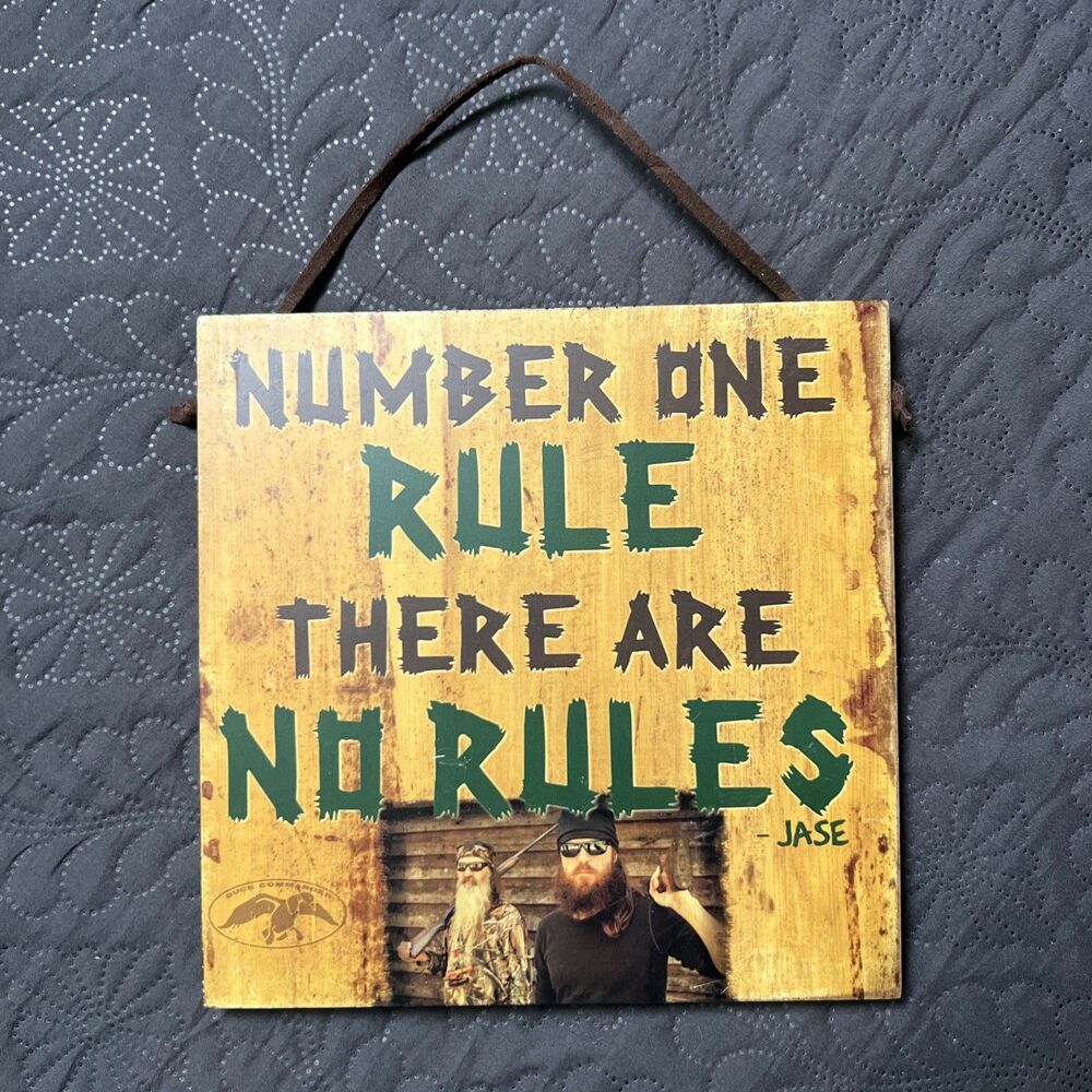 Number One Rule Wood Sign Robertson Family Wisdom Duck Commander Dynasty 8” Jase